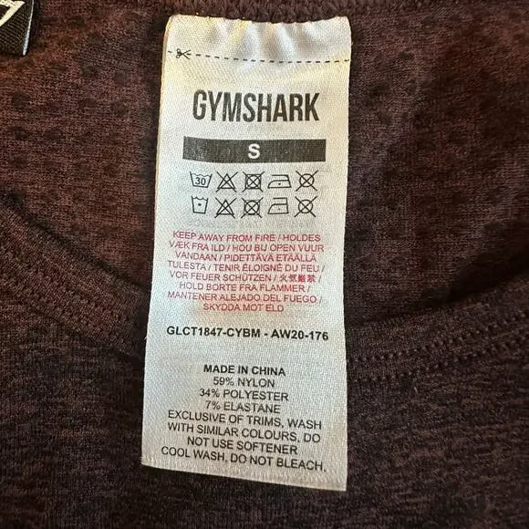 Gym Shark Dark Purple, Cropped, Long Sleeve, Seamless Athletic Top- S - Picture 3 of 8